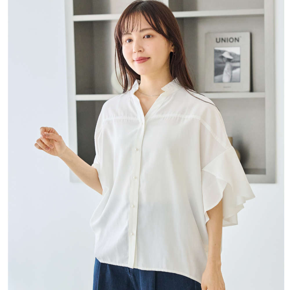 【ベルメゾン】パールボタンブラウス 【大きいサイズ】