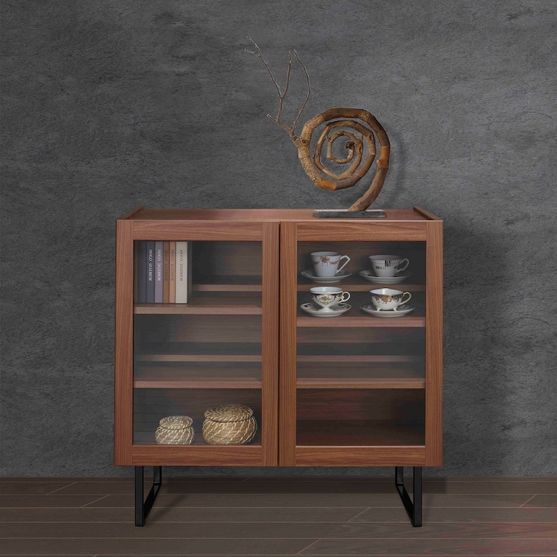 ダークブラウン／ガラス扉幅80cm