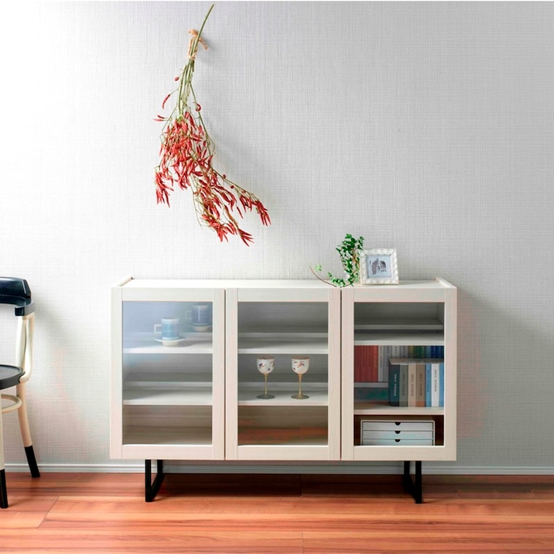 ホワイトウッド／ガラス扉幅120cm