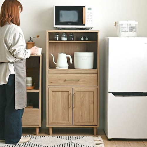 高さ120cmのミドルハイ家電収納キッチンボード 【省スペースで大容量】