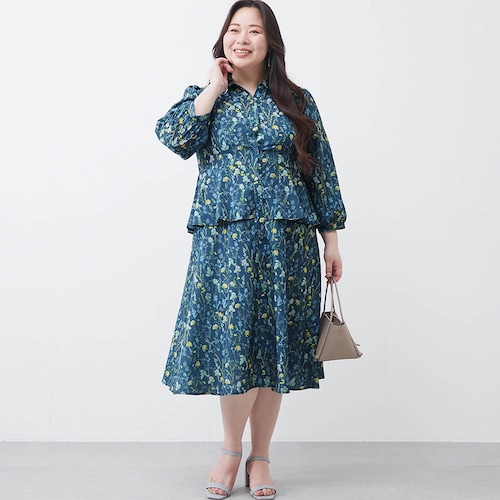 【4月17日セール追加】 【日比谷花壇】ウエストペプラムワンピース 【大きいサイズ】