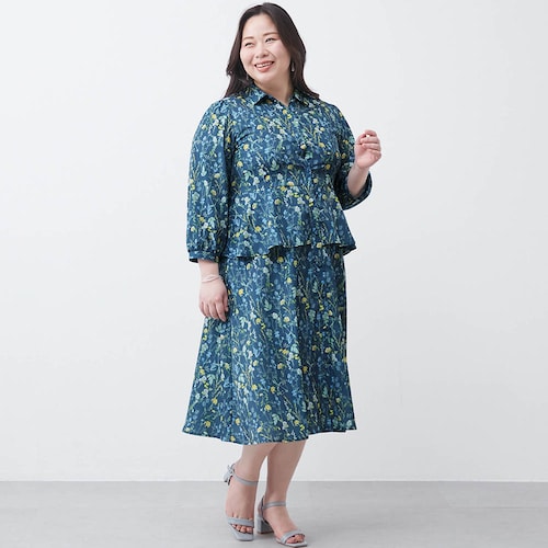 【4月17日セール追加】 【日比谷花壇】ウエストペプラムワンピース 【大きいサイズ】