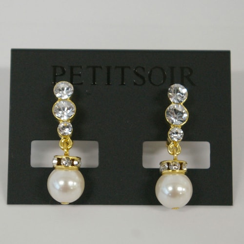 ラインストーン使いイヤリング［日本製］