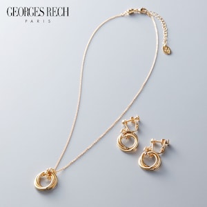 【ジョルジュレッシュ/GEORGES RECH】3連リングネックレス & イヤリングセット【簡単マグネット式】