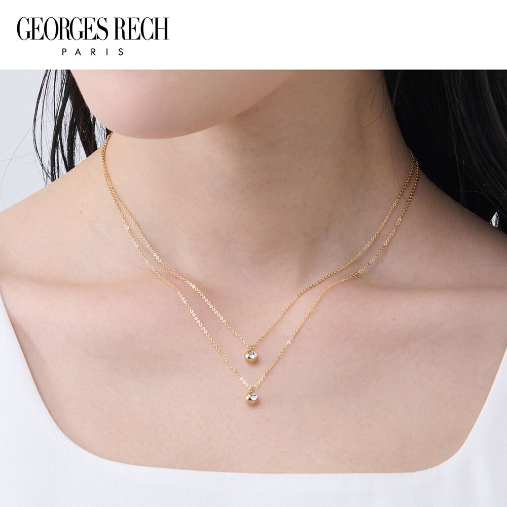 【ジョルジュレッシュ/GEORGES RECH】カットガラス使い2連ネックレス[日本製]