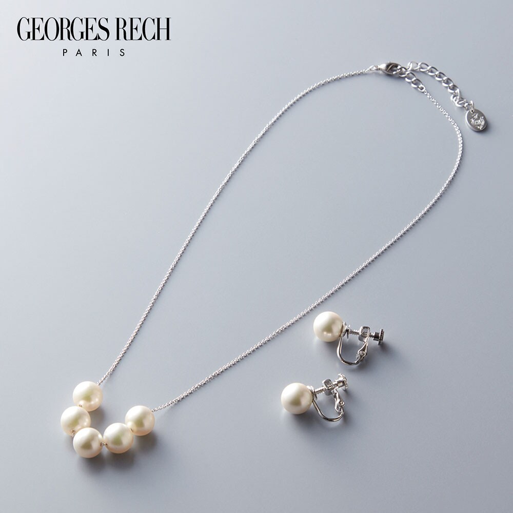 【ジョルジュレッシュ/GEORGES RECH】パール調ネックレス & イヤリングセット[日本製]