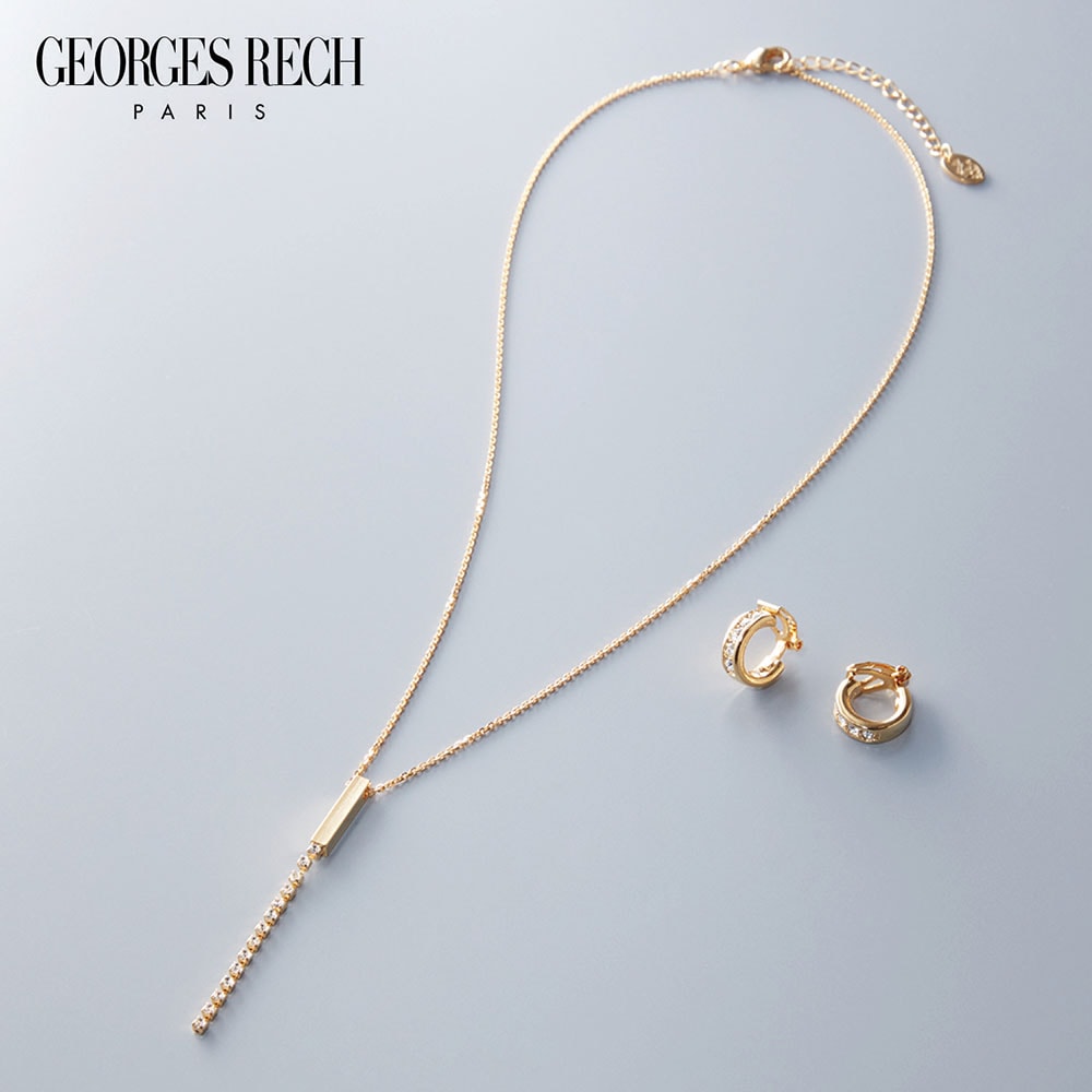 【ジョルジュレッシュ/GEORGES RECH】カットガラスネックレス & イヤリングセット[日本製]