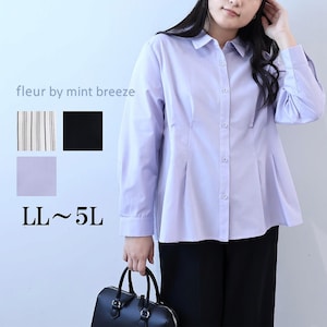 【フルールバイミントブリーズ/fleur by mint breeze】クリアローンサイドタックシャツ 【大きいサイズ】