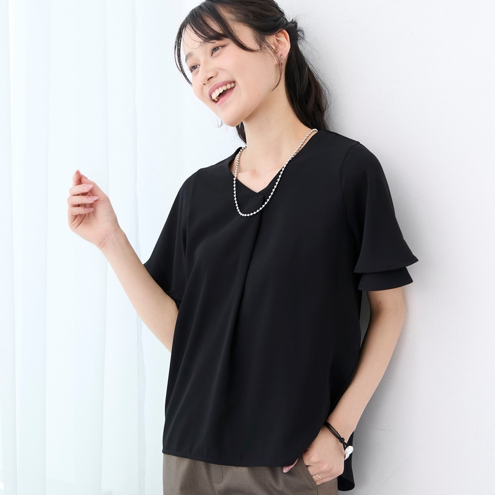 【8月7日再値下げ】 Vネックフレア袖プルオーバーブラウス 【8月7日再値下げ】 Vネックフレア袖プルオーバーブラウス