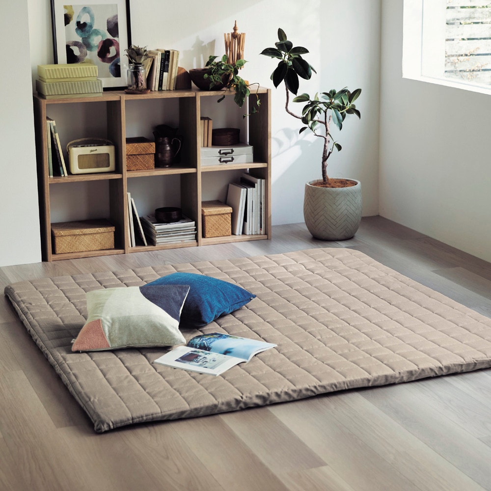 【ベルメゾン】カバーが洗える折りたたみ防音リバーシブル厚敷きラグ