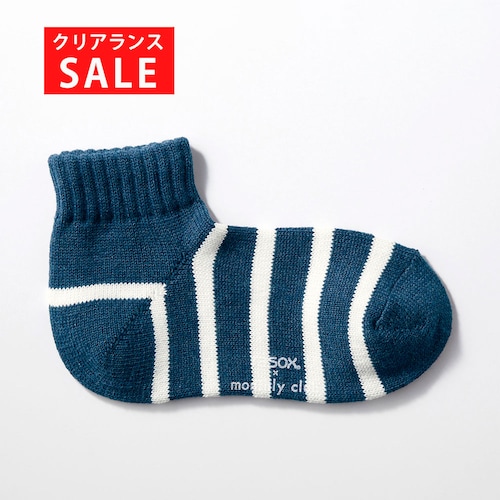 【クリアランス】【1回のみお届け】[104／インディゴ×ホワイト] ストレスフリーなＬ字型ソックス