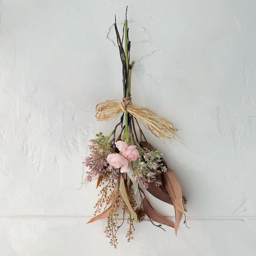 【クリアランス】【1回のみお届け】[ピンクの花のスワッグ] アーティフィシャルフラワーで作るリース＆スワッグ手作りキット