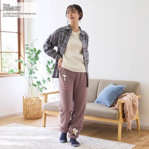 腹巻付き裏ボアルームパンツ「スヌーピー」 