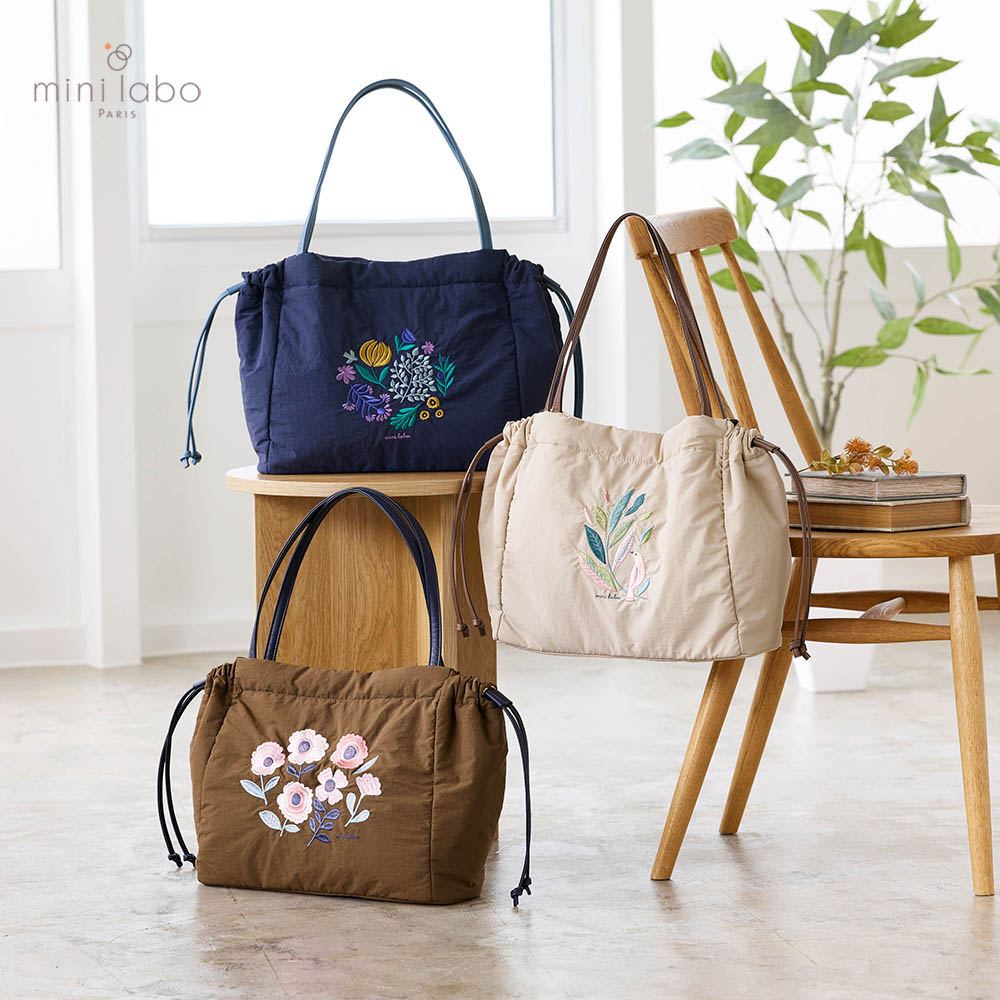ふんわり軽い刺繍デザイントートバッグ 「ミニラボ」 ふんわり軽い刺繍デザイントートバッグ 「ミニラボ」