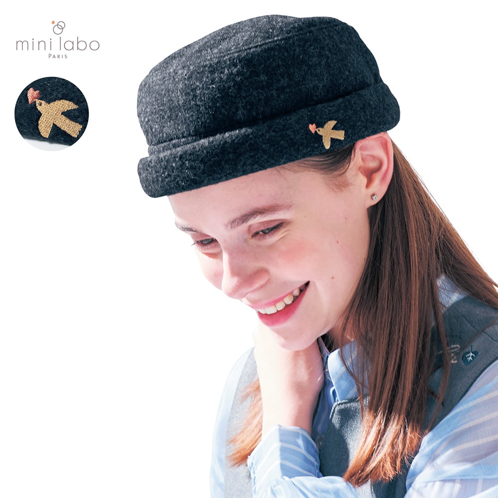 【ミニラボ/mini labo】刺繍がアクセントのふんわりハット 「ミニラボ」
