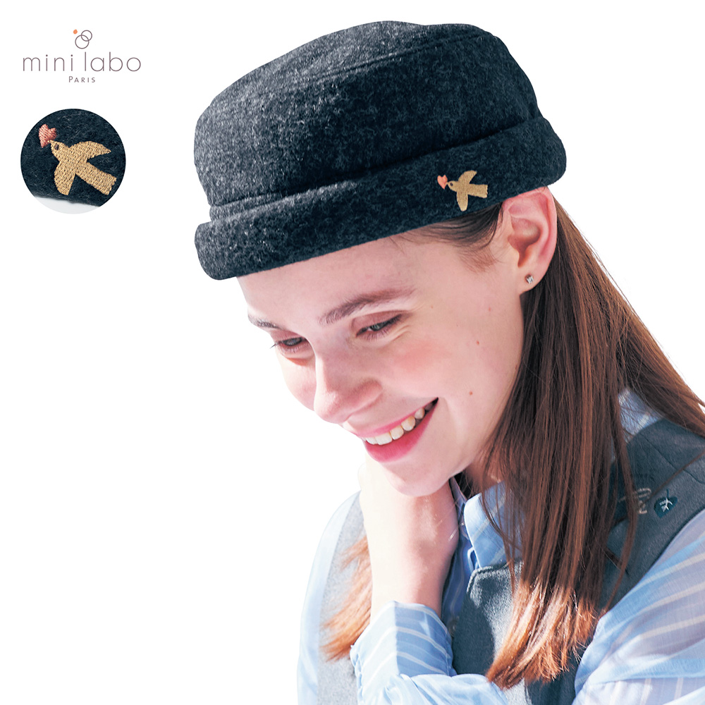 【ミニラボ/mini labo】刺繍がアクセントのふんわりハット 「ミニラボ」