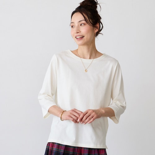 ボートネック7分袖カットソー