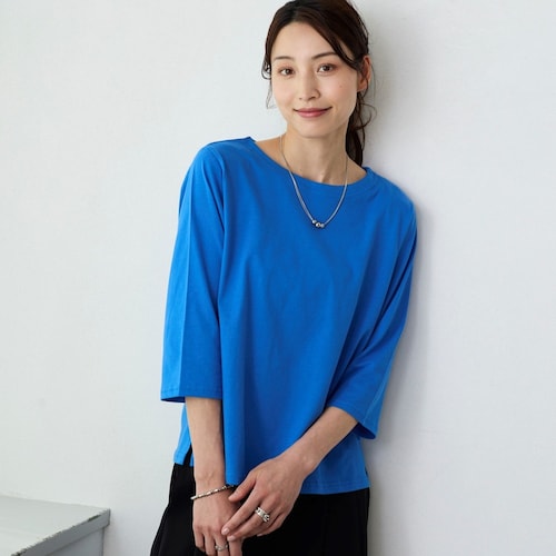 ボートネック7分袖カットソー