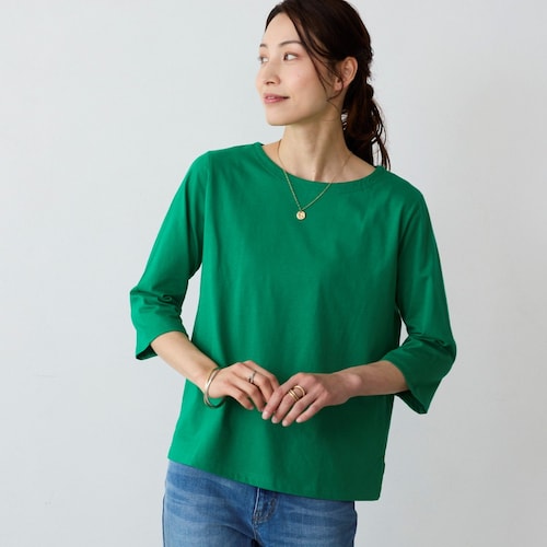 ボートネック7分袖カットソー