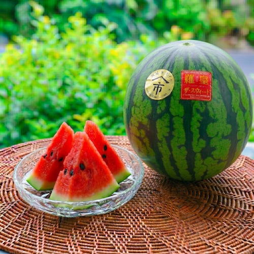 【予約商品】【お中元・おとりよせ】 山形県産夏すいか（大玉） 羅皇ザ・スウィート 【ご注文は7月18日まで】