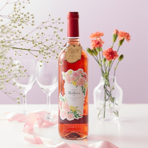 【予約商品】 母の日 デザインラベルロゼワイン チャーム付き 【ご注文は5月3日まで】