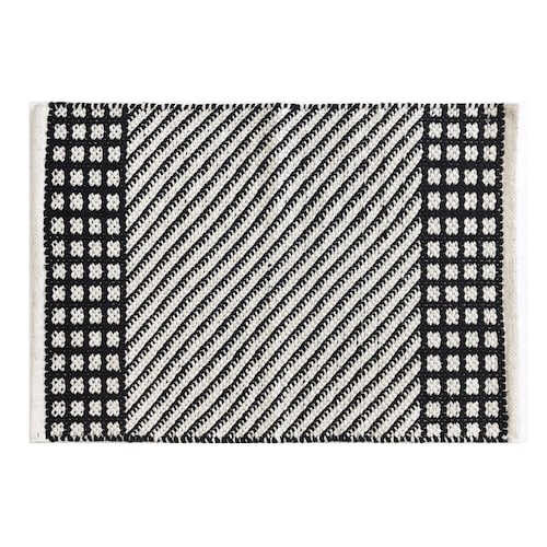 綿混素材を使った幾何柄のミニラグ