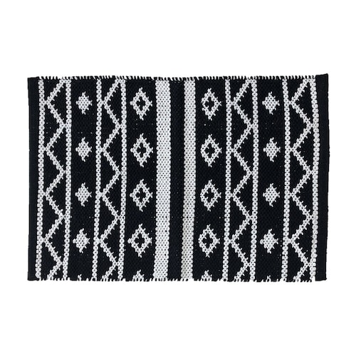 綿混素材を使った幾何柄のミニラグ