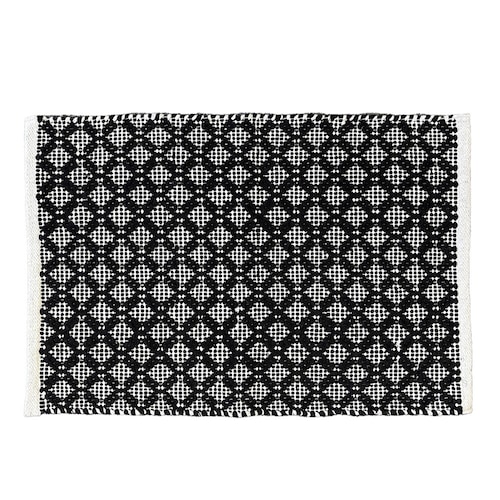 綿混素材を使った幾何柄のミニラグ