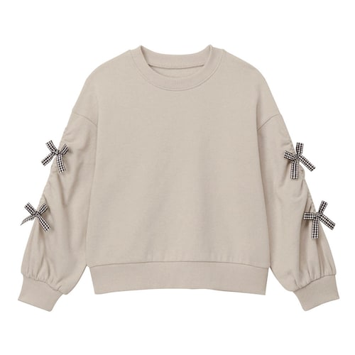 袖ギャザーリボン裏起毛プルオーバー 【子供服 長袖】