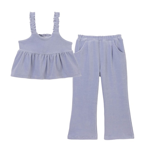 やわらかニットコーデュロイキャミソール＆フレアパンツセット 【子供服 子供ズボン】