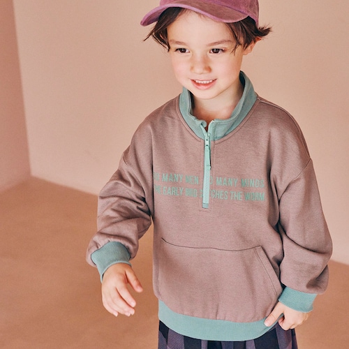綿素材裏起毛 ハーフジップ スウェットシャツ 【子供服】
