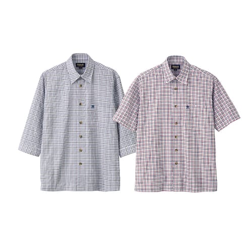 涼やかしじら織チェック柄シャツ
