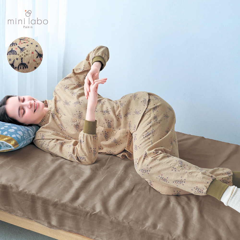 【ミニラボ/mini labo】リブ使いが嬉しいやわらかコットン起毛パジャマ【身生地綿100%】 「ミニラボ」
