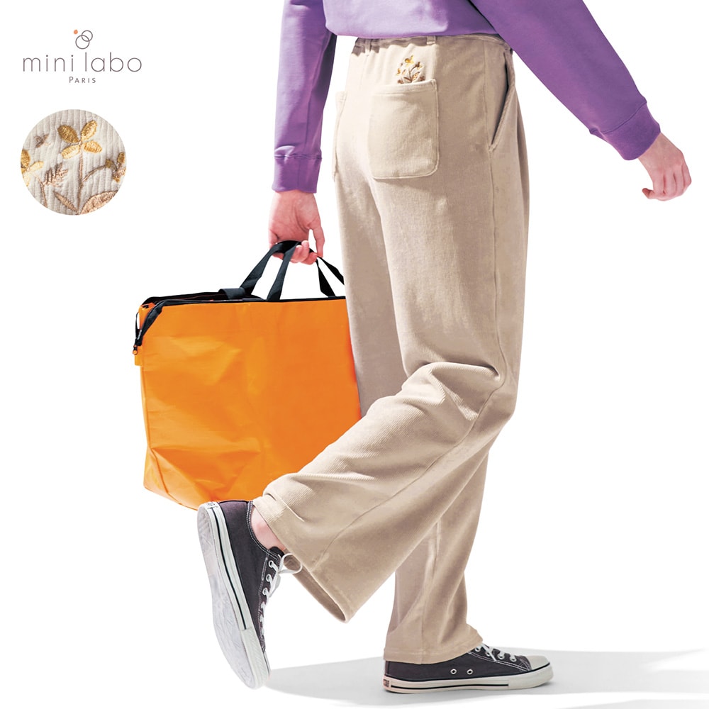【ミニラボ/mini labo】やわらかな着心地のニットコーデュロイワイドパンツ 「ミニラボ」