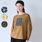布帛プリントをあしらったアートのような長袖Tシャツ【身生地綿100％】 「ミニラボ」