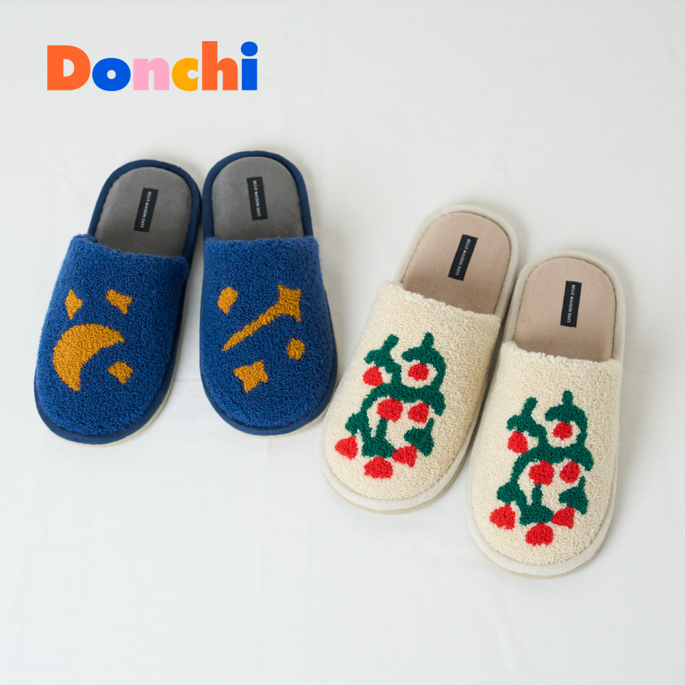 【Donchiコラボ】ブークレー刺繍の洗えるスリッパ 【Donchiコラボ】ブークレー刺繍の洗えるスリッパ