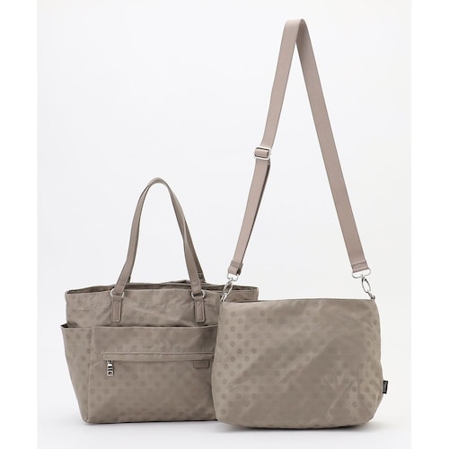 【特別価格】ドットジャガードポーチ付きトートバッグ