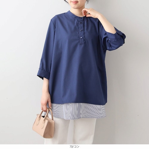 バンドカラーブラウス 【大きいサイズ】