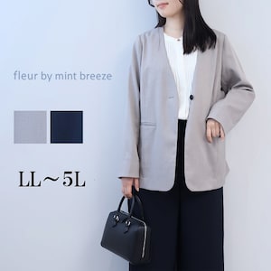 【フルールバイミントブリーズ/fleur by mint breeze】ドビーノーカラージャケット 【大きいサイズ】