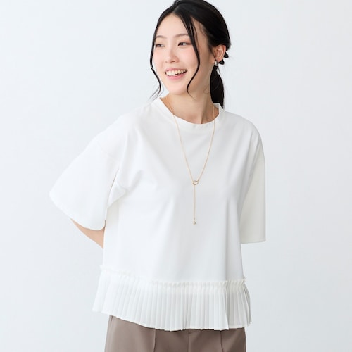 裾プリーツ切替えブラウス