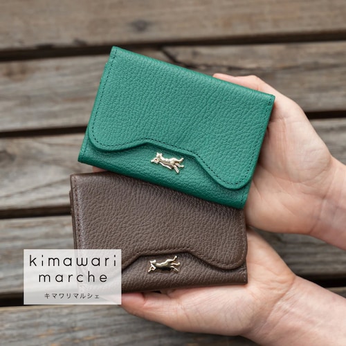 【保護ネコに寄付できる】「名刺やカードの整理にも」猫型の本革名刺入れ［日本製］