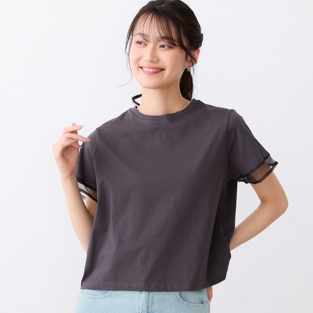 【ベルメゾン】袖シフォンTシャツ【遮熱】