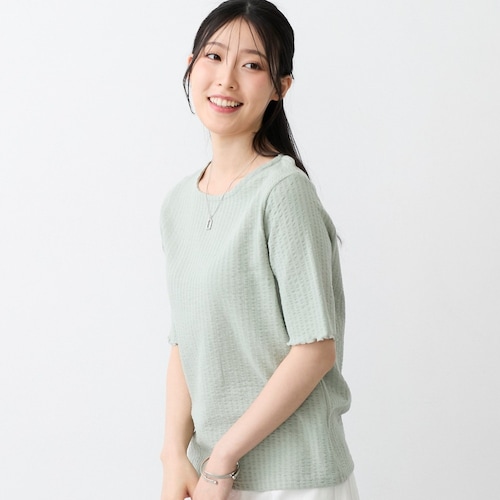 カットサッカー袖口メロウTシャツ