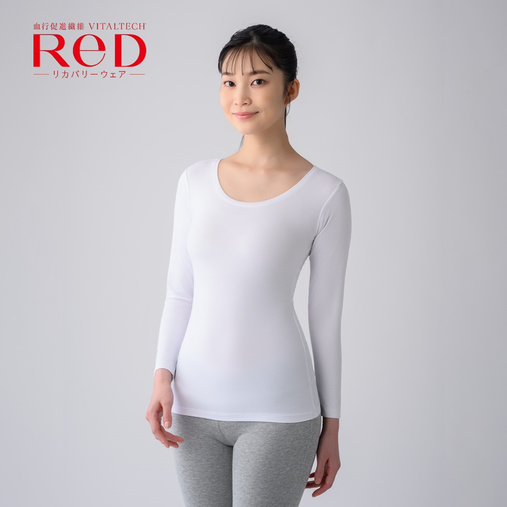 【レッド/ReD】【女性用】Uネックインナー長袖 【一般医療機器/リカバリーウェア】