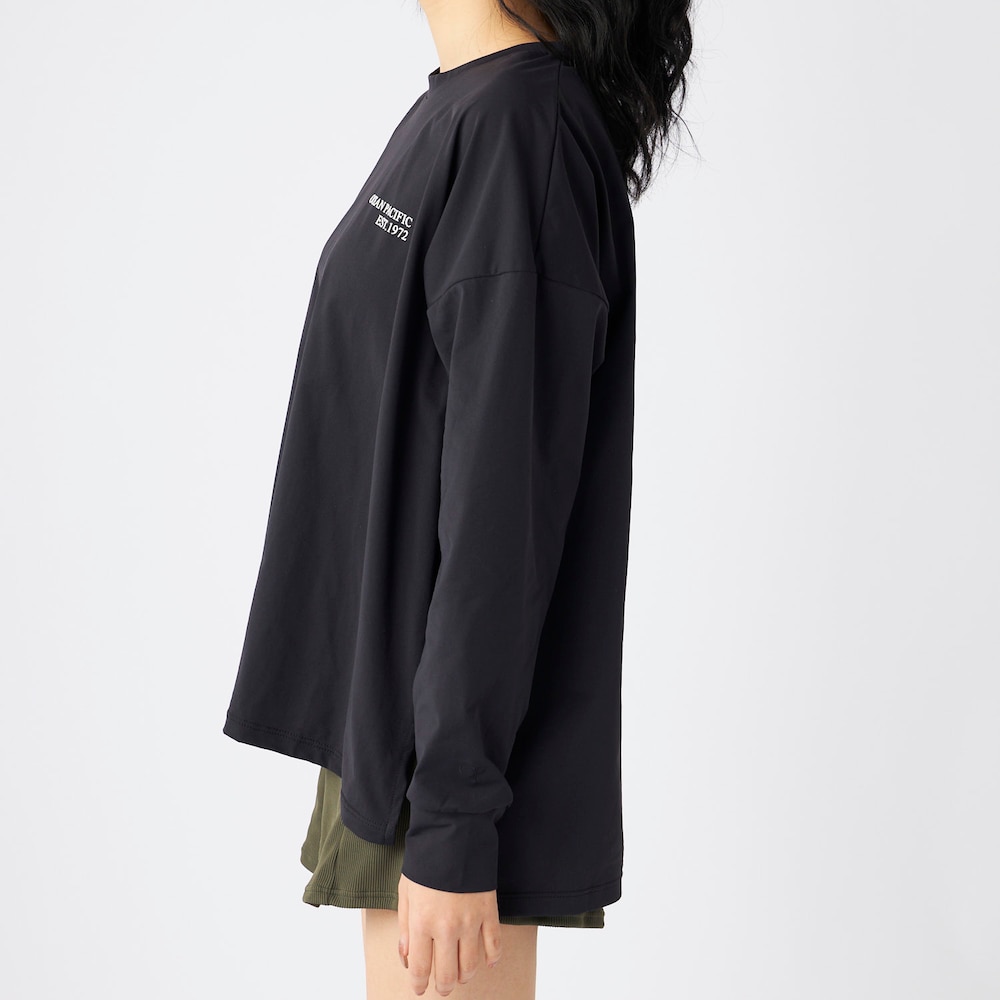側面／長袖Tシャツ（ブラック×カーキ）