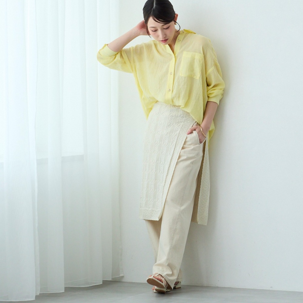 【COMMON+HAUS】【予約商品】 2WAY編み地変化ニットラップスカート