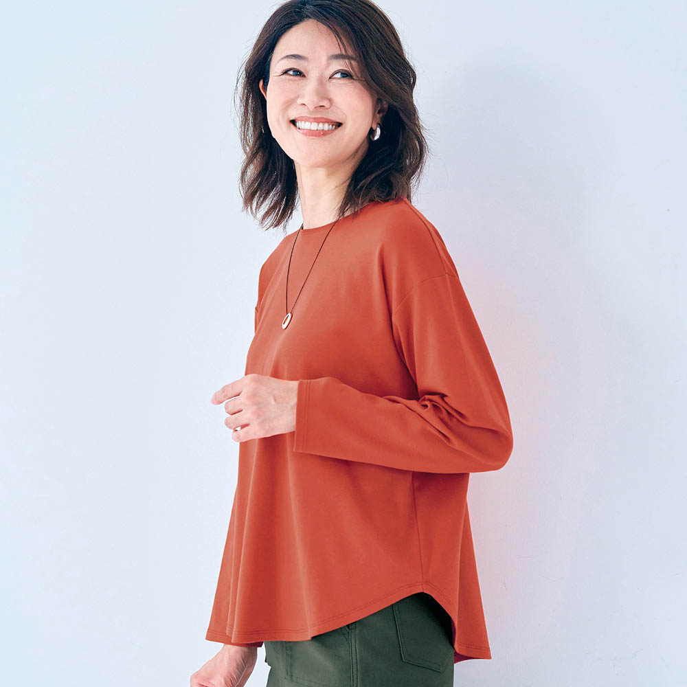 【ベルメゾン】大人のための綿素材シルケット長袖カットソー