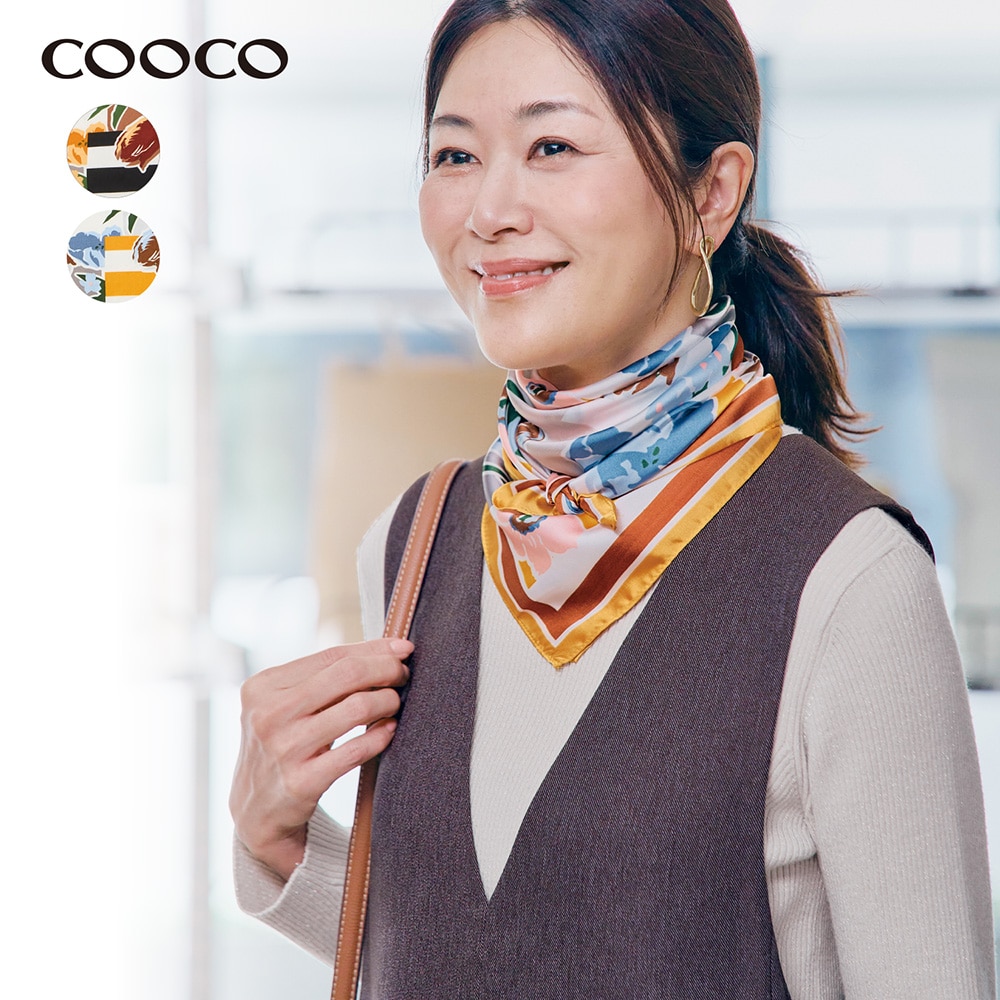 【クーコ/COOCO】フラワーパターンスカーフ