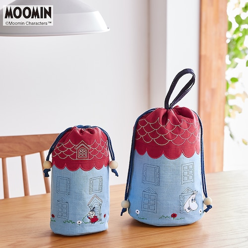 アップリケ刺繍のムーミンやしき巾着バッグ「ムーミン」