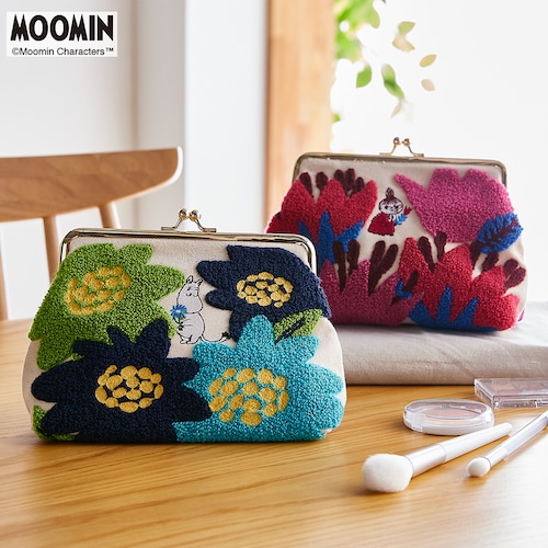 サガラ刺繍のガマ口ポーチ「ムーミン」